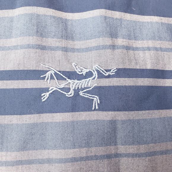 ARC'TERYX Men's Size XL BROHM Striped SS Button Up Shirt Blue Cotton Blend - Picture 4 of 10